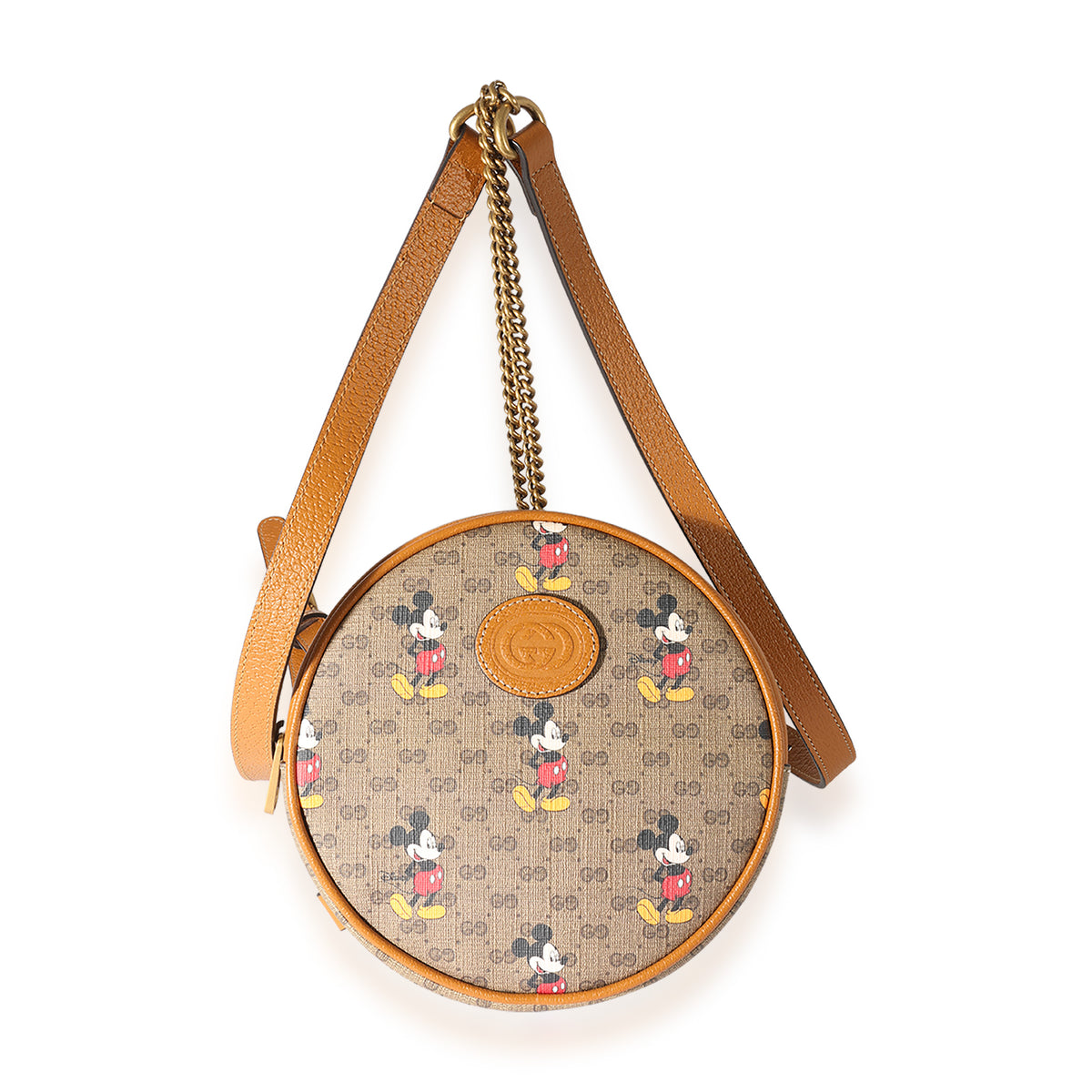 Gucci Beige GG Supreme Mickey Mouse Canvas Round Backpack Gucci