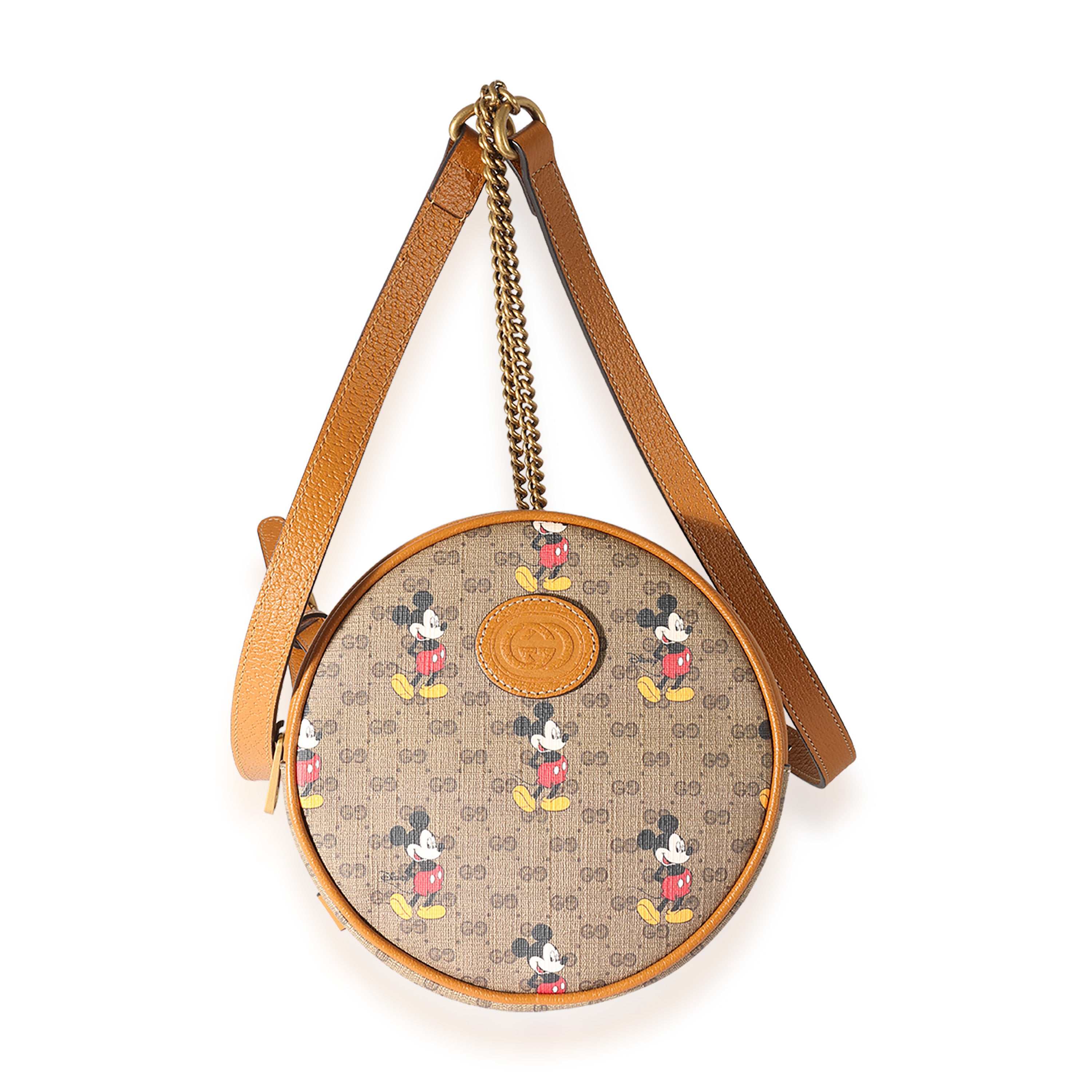 Gucci Disney Mini Vintage GG Supreme Monogram Mickey Mouse Round Shoulder Bag