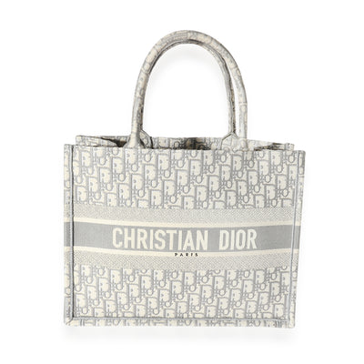 Christian Dior Grey Oblique Embroidery Medium Book Tote