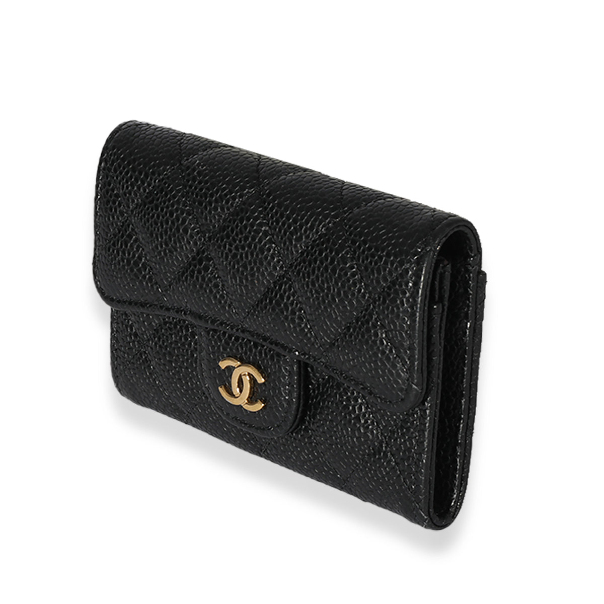 Chanel Black Quilted Caviar Classic Card Holder, myGemma