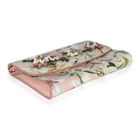 Dolce & Gabbana Pink Floral Print Coated Canvas Embellished Clutch