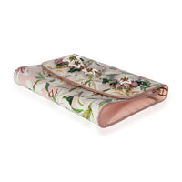 Dolce & Gabbana Pink Floral Print Coated Canvas Embellished Clutch