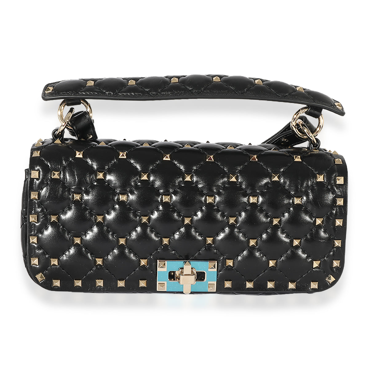 Valentino Black Leather Rockstud Spike Crossbody Bag