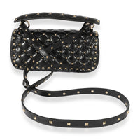 Valentino Black Leather Rockstud Spike Crossbody Bag