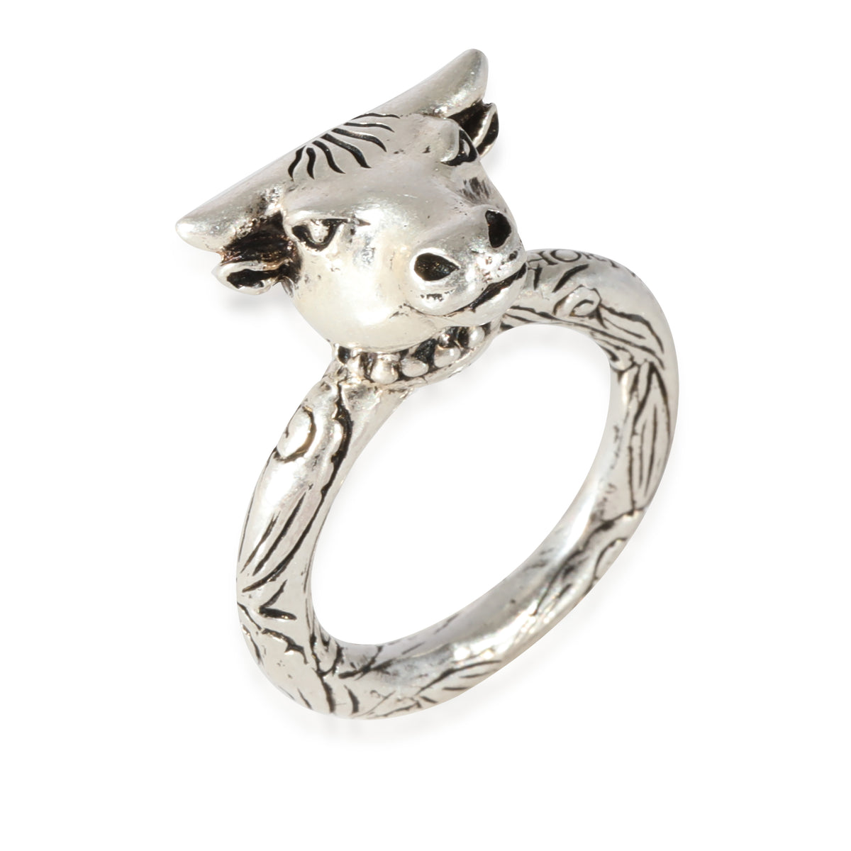 Gucci Anger Forrest Bull Head Ring in 925 Sterling Silver