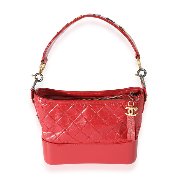 Chanel Chevron Gabrielle Hobo Bag Red