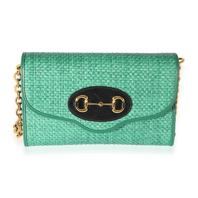 Gucci Green Raffia 1955 Clutch