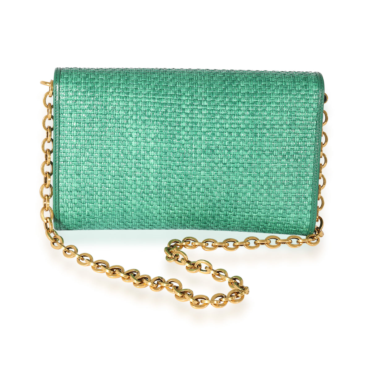 Gucci Green Raffia 1955 Clutch