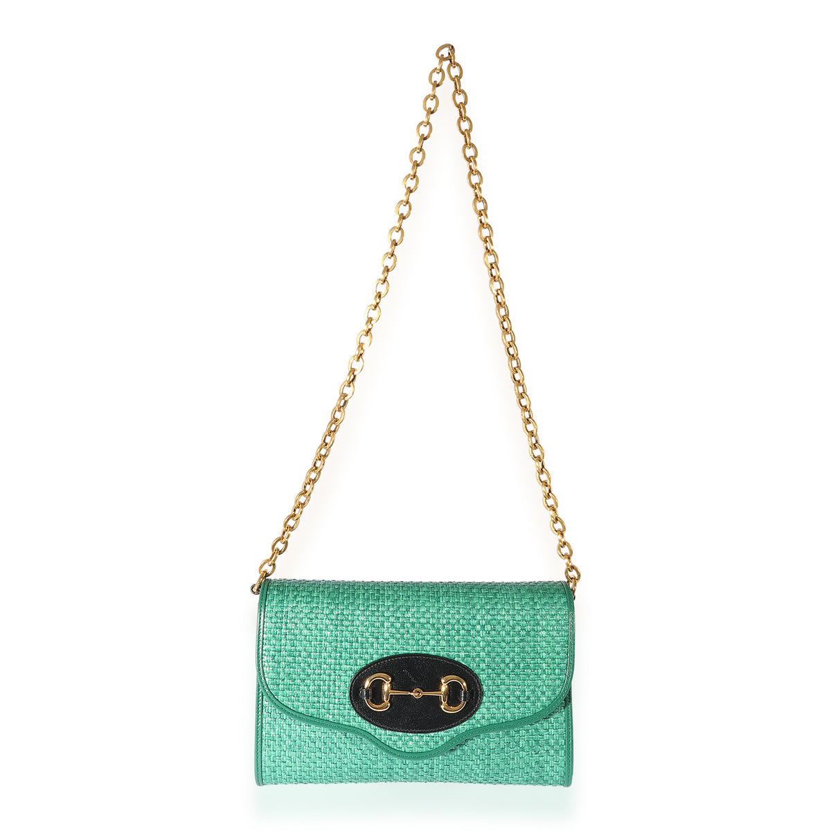 Gucci Green Raffia 1955 Clutch