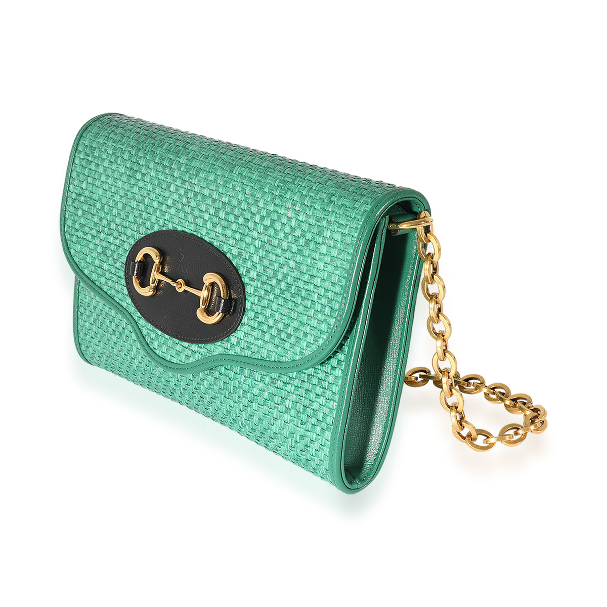 Gucci Green Raffia 1955 Clutch