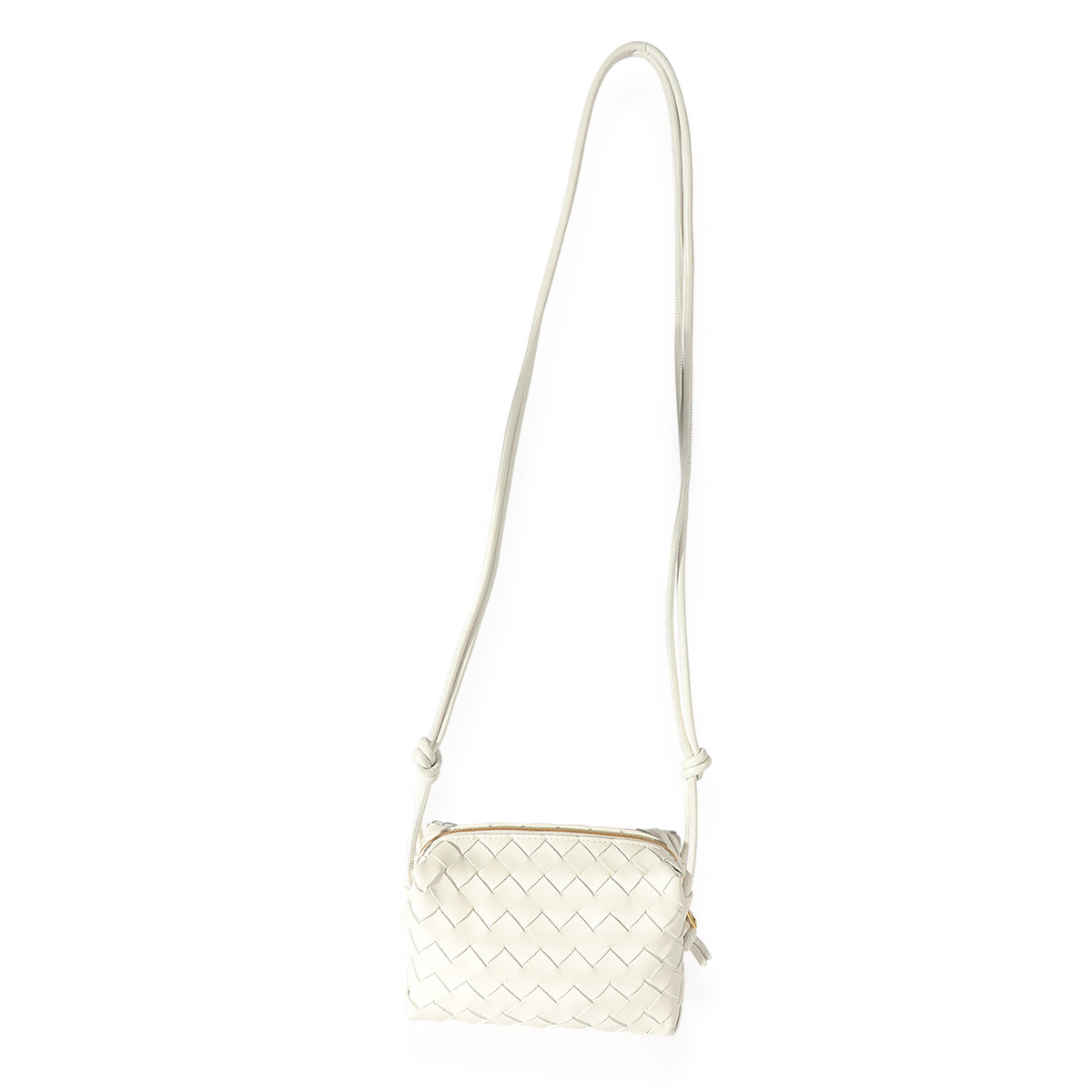 Bottega Veneta White Intrecciato Leather Mini Loop Crossbody Bag