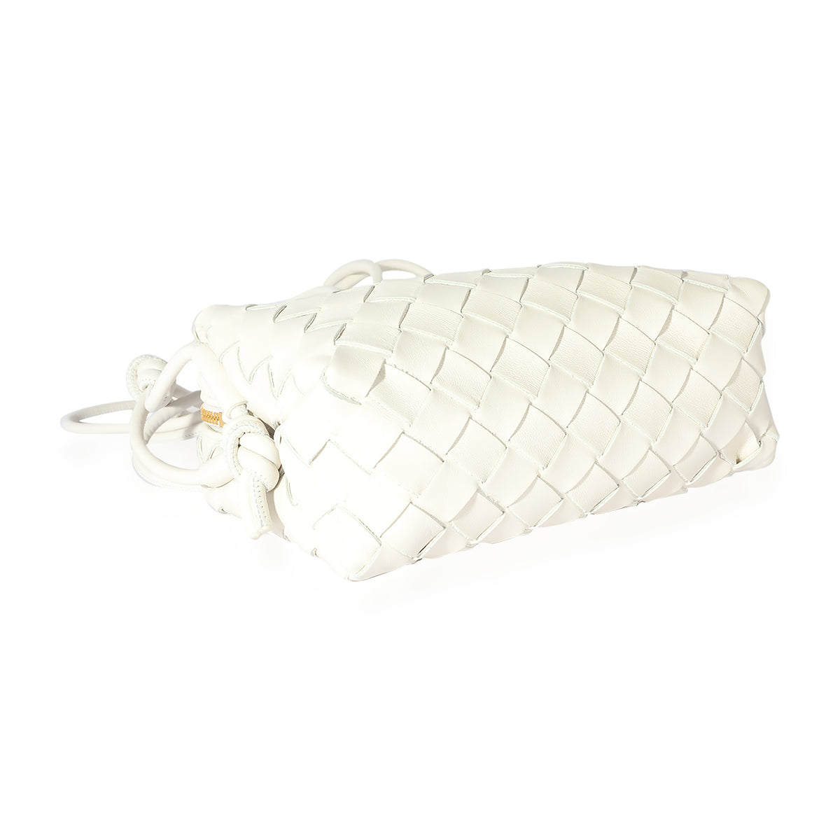 Bottega Veneta White Intrecciato Leather Mini Loop Crossbody Bag