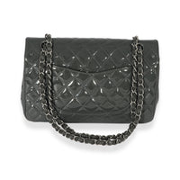 Chanel Grey Patent Leather Medium Classic Flap Bag