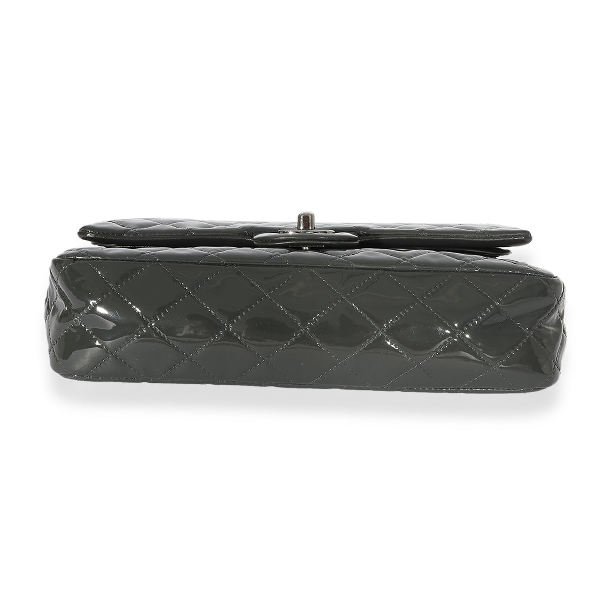 Chanel Grey Patent Leather Medium Classic Flap Bag