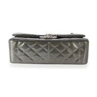 Chanel Grey Patent Leather Stripe Jumbo Double Flap