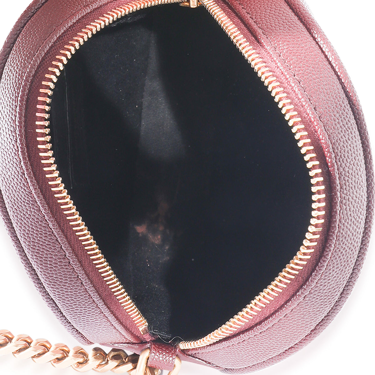 Saint Laurent Burgundy Grain De Poudre Vinyle Round Crossbody