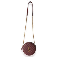 Saint Laurent Burgundy Grain De Poudre Vinyle Round Crossbody