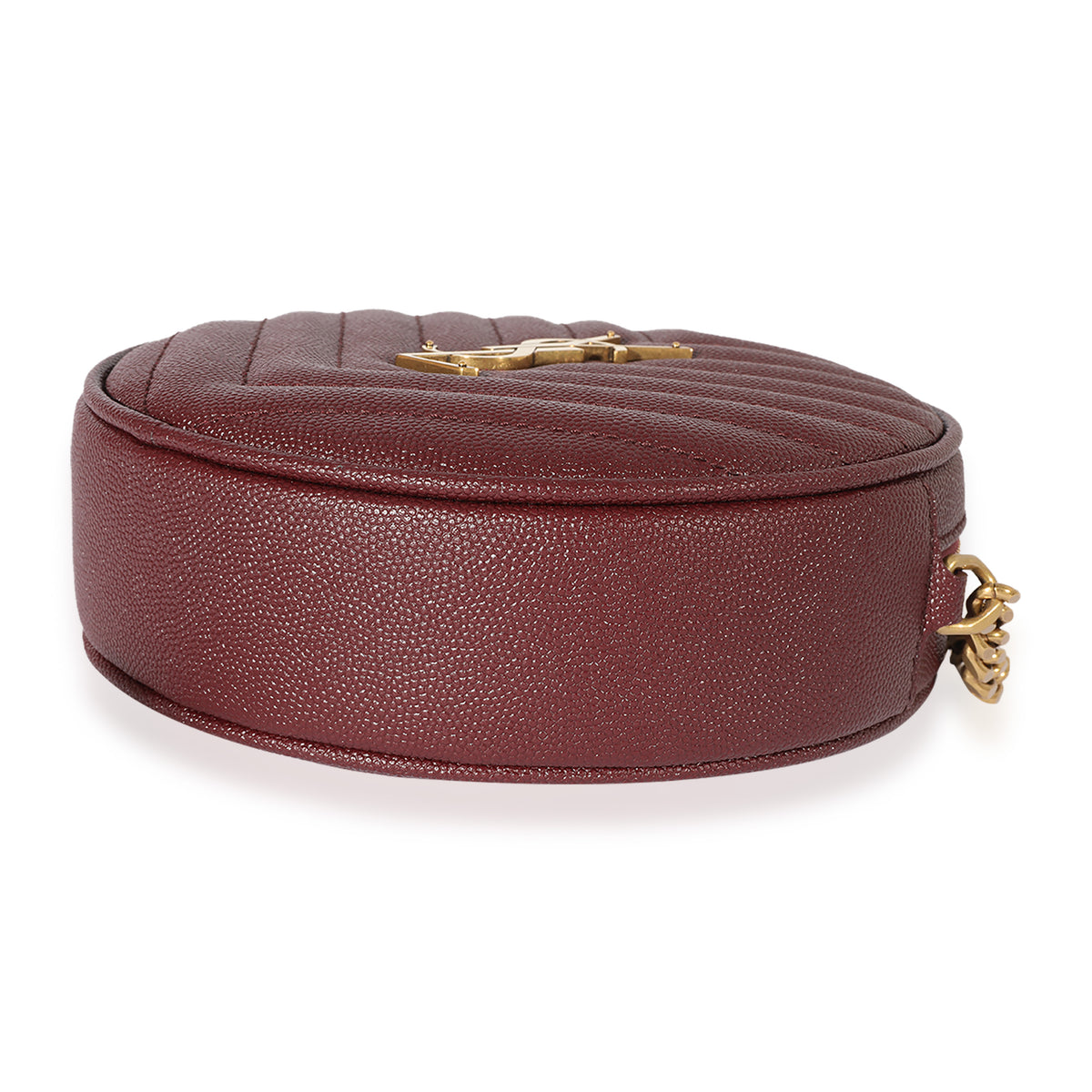 Saint Laurent Burgundy Grain De Poudre Vinyle Round Crossbody