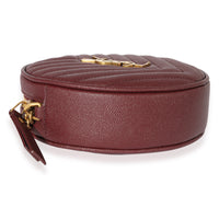 Saint Laurent Burgundy Grain De Poudre Vinyle Round Crossbody