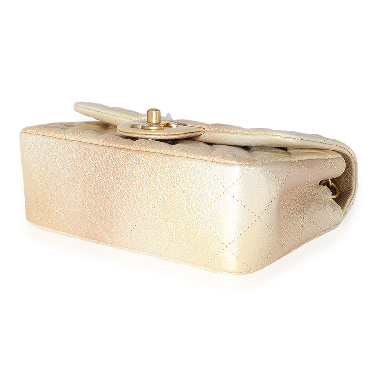 Chanel mini rectangular beige lambskin gold hardware 22C