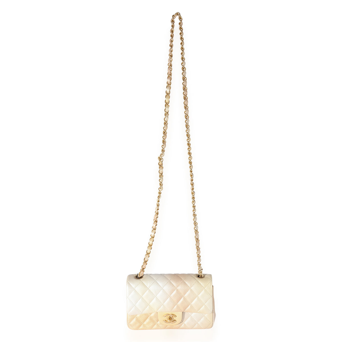 Chanel Metallic Gold Quilted Lambskin Mini Square Classic Single