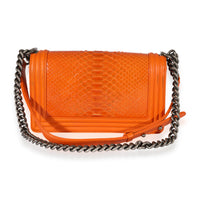 Chanel Orange Python Medium Boy Bag