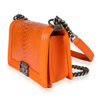 Chanel Orange Python Medium Boy Bag