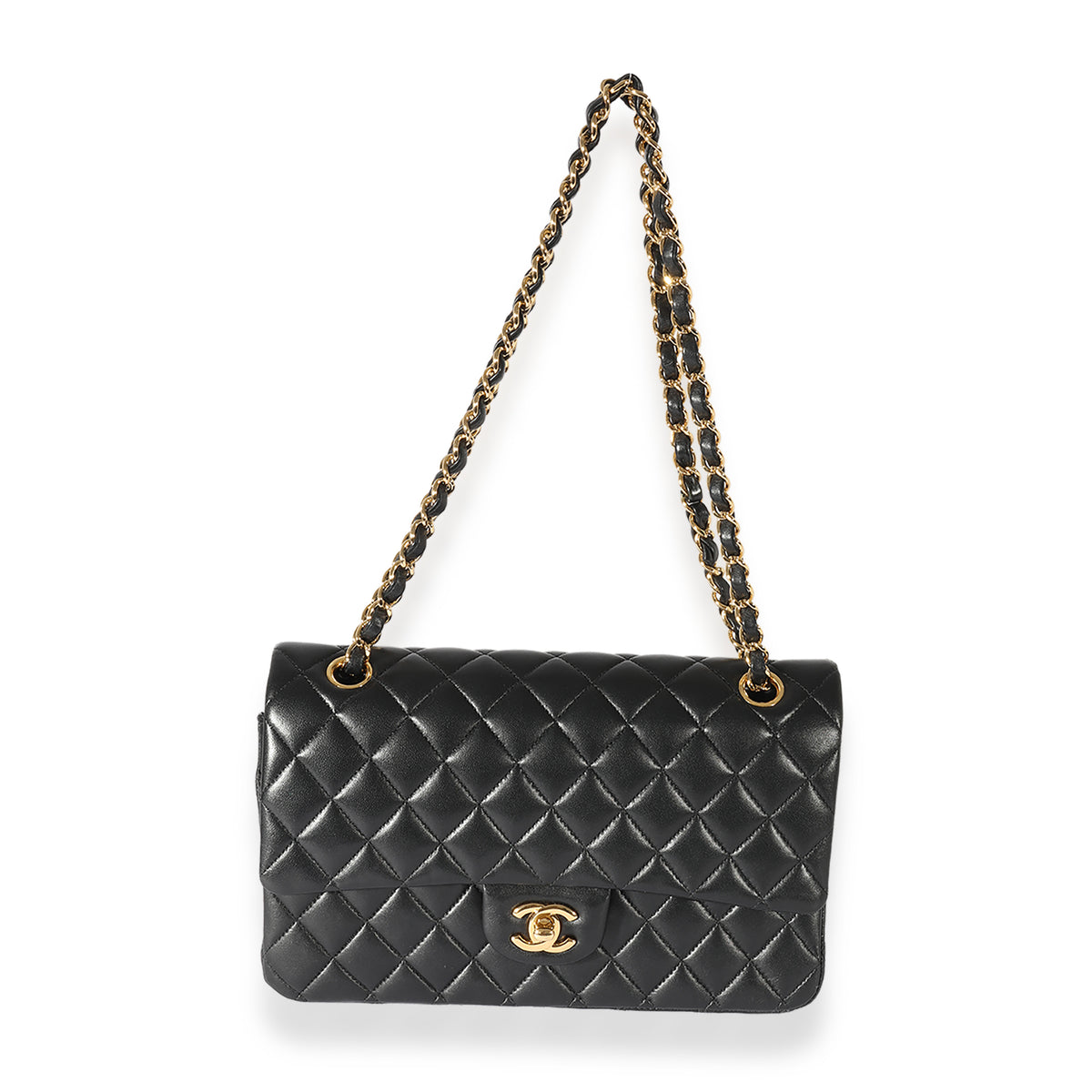 Chanel Black Quilted Lambskin Medium Classic Double Flap Bag