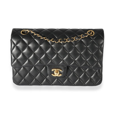 Chanel Black Quilted Lambskin Medium Classic Double Flap Bag