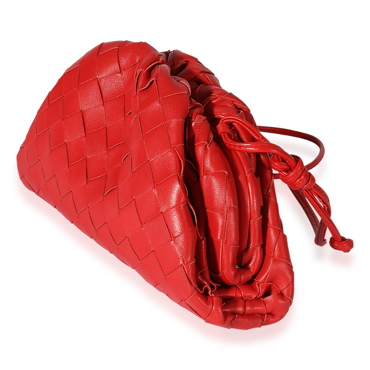 BOTTEGA VENETA: The mini pouch clutch in leather - Red