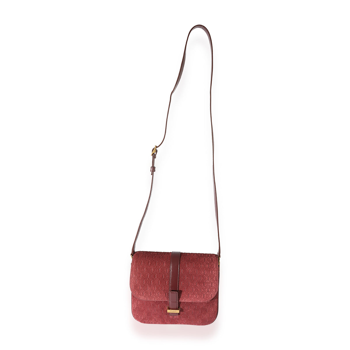 Saint Laurent Burgandy Suede Le Monogramme Satchel