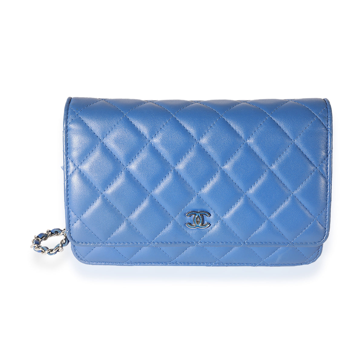 Chanel Lambskin Quilted CC Pearl Crush Wallet on Chain WOC Beige