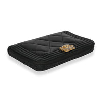 Chanel Black Quilted Lambskin Small Boy Wallet