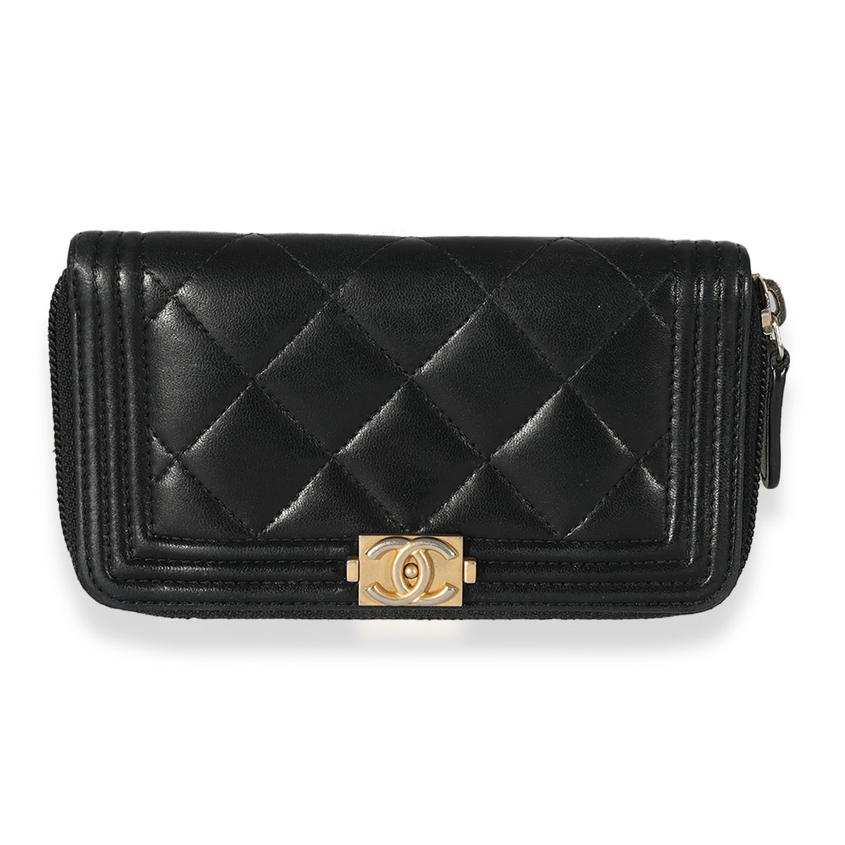 Chanel Black Quilted Lambskin Small Boy Wallet