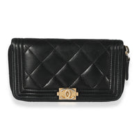 Chanel Black Quilted Lambskin Small Boy Wallet