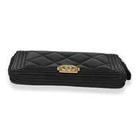 Chanel Black Quilted Lambskin Small Boy Wallet