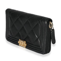 Chanel Black Quilted Lambskin Small Boy Wallet