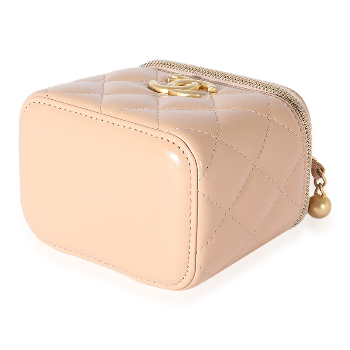 Chanel Pink Quilted Lambskin Pearl Crush Mini Vanity Case