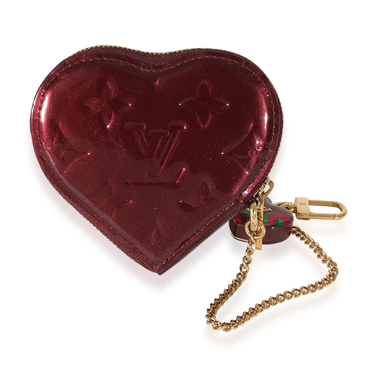 LOUIS VUITTON Vernis Coeur Heart Coin Purse Amarante 306809