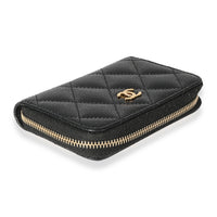 CHANEL Caviar Quilted Zip Coin Purse Black 1282809