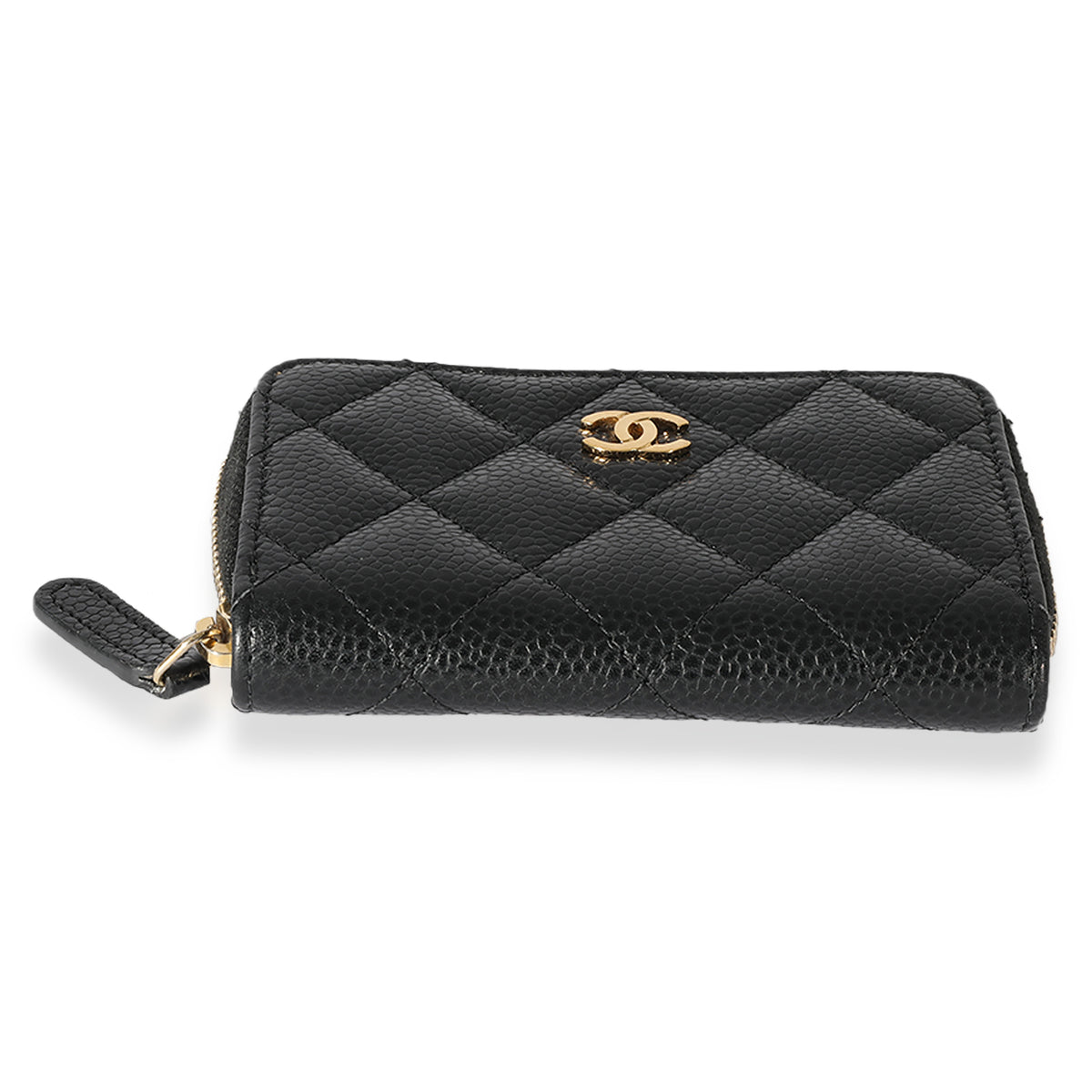 CHANEL Caviar Quilted Zip Coin Purse Black 1277626