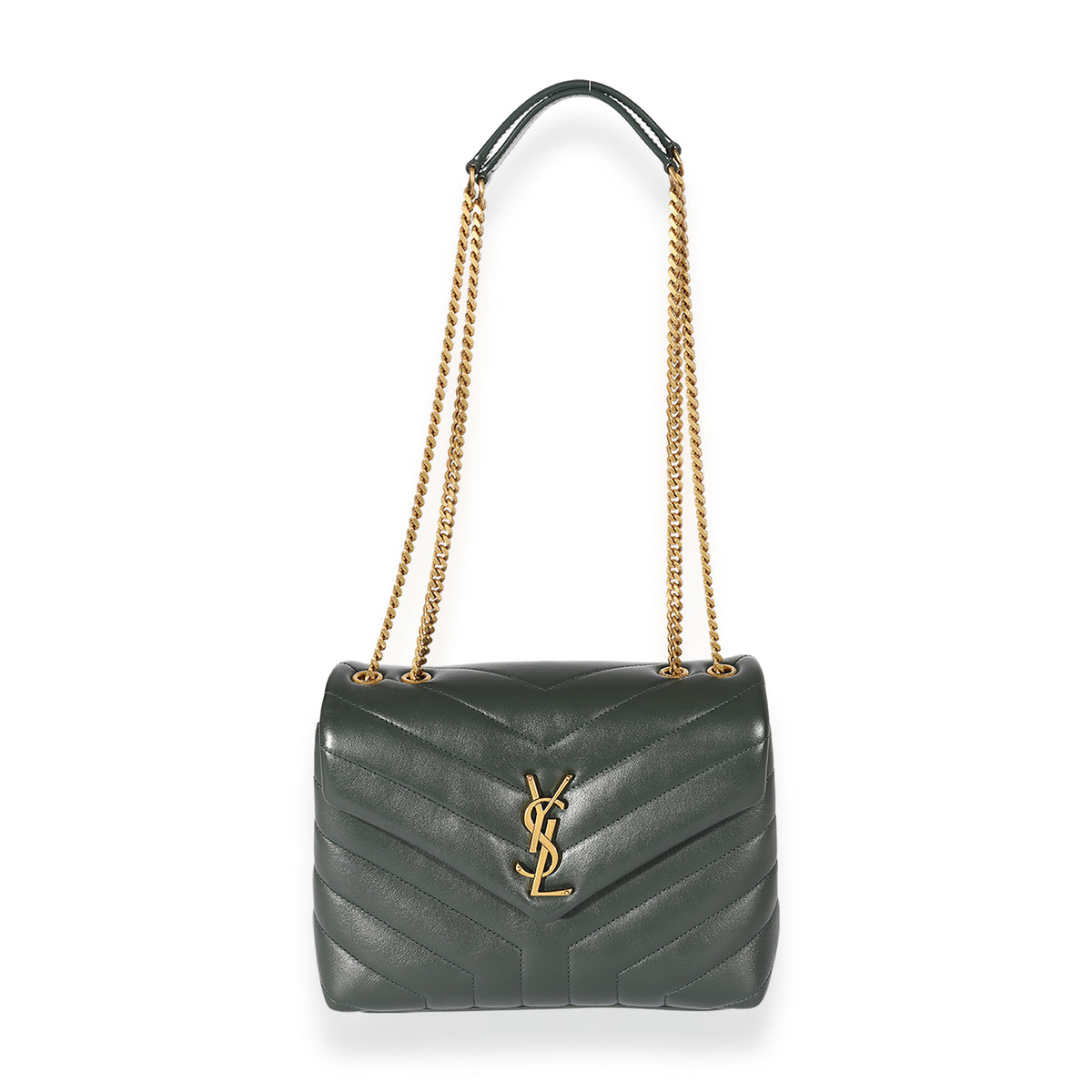 Saint Laurent Green Matelassé Y Leather Small Loulou Bag