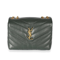 Saint Laurent Green Matelassé Y Leather Small Loulou Bag