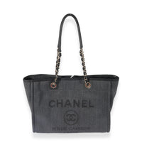 Chanel Navy Raffia Small Deauville Tote