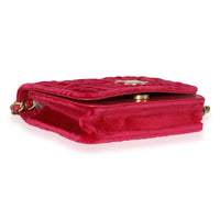 Chanel Fuchsia Velvet Flap Coin Purse w/ Chain