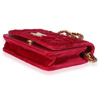 Chanel Fuchsia Velvet Flap Coin Purse w/ Chain