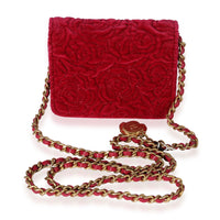 Chanel Fuchsia Velvet Flap Coin Purse w/ Chain