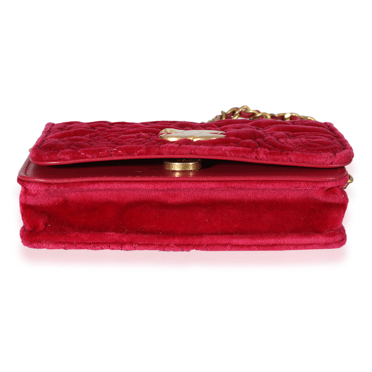 Chanel Fuchsia Velvet Flap Coin Purse w/ Chain