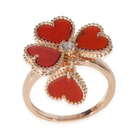 Van Cleef & Arpels Alhambra Carnelian  Sweet  Effeuillage  Ring in 18k Rose Gold