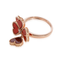 Van Cleef & Arpels Alhambra Carnelian  Sweet  Effeuillage  Ring in 18k Rose Gold